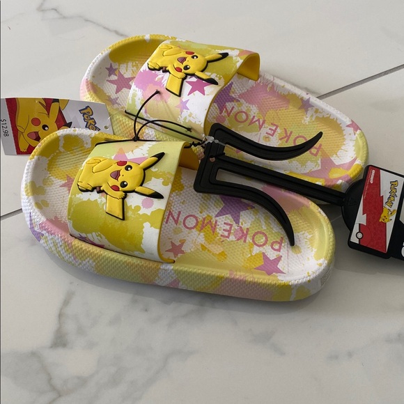 Pokemon Pikachu Yellow and Pink Slide Sandals - Picture 2 of 3